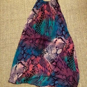 Show Me Your MuMu multi colored snake print maxi dress with sheer bottom
